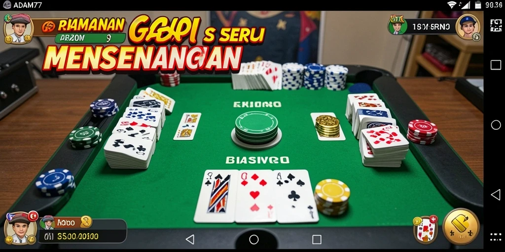 Screenshot gameplay ADAM77 menampilkan suasana bermain Gaple yang seru.