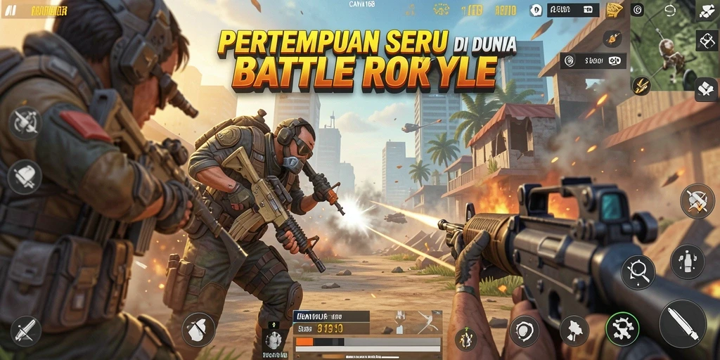 Tampilan gameplay Battle Royale yang seru dan menegangkan.