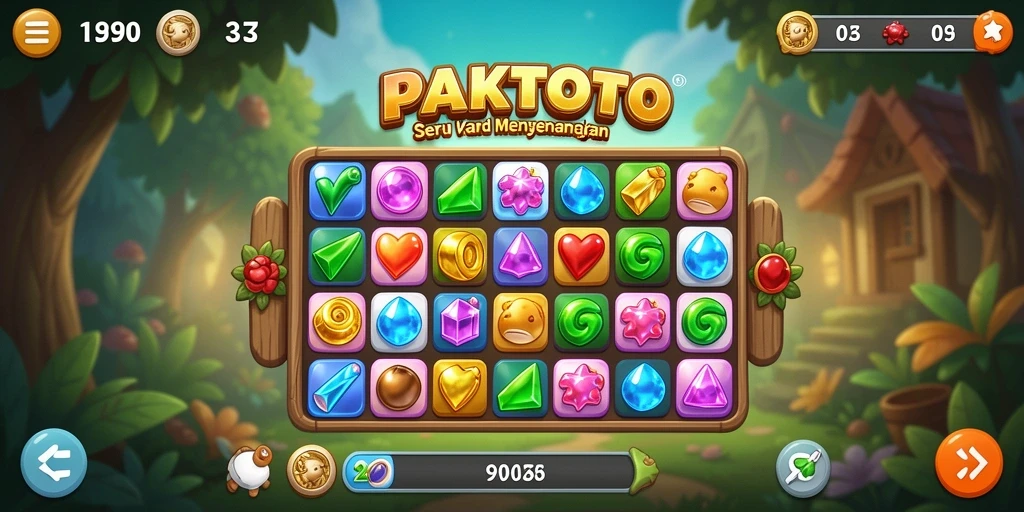 Tangkapan layar utama PAKTOTO menampilkan gameplay Match-3 yang seru.