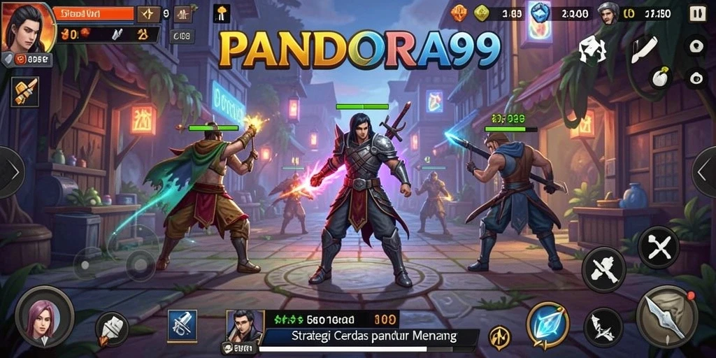 Tangkapan layar utama PANDORA99 menampilkan pertempuran strategi yang menegangkan.