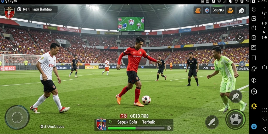 Screenshot gameplay ST789 yang menunjukkan aksi seru di lapangan sepak bola.